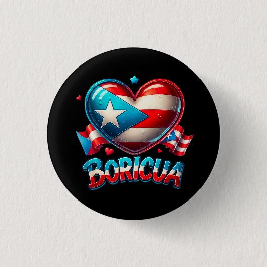 Puerto Rico Boricua Liefde Hart Vlag Ronde Button 3,2 Cm (Voorkant)
