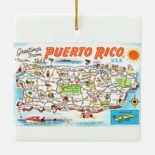 Puerto Rico Briefkaart keramisch Ornament (Achterkant)