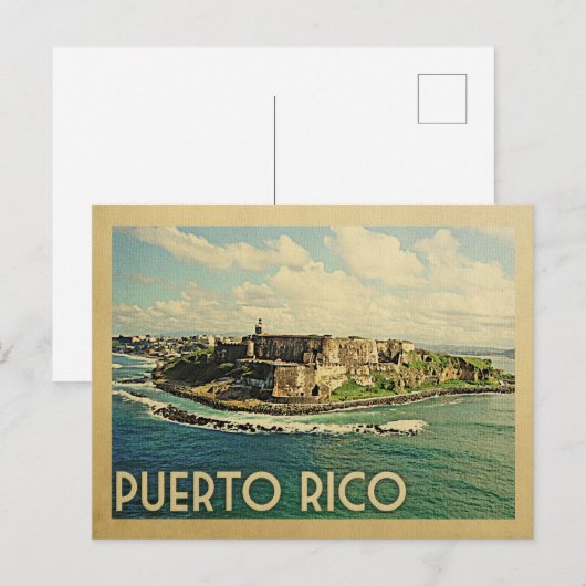 Puerto Rico Briefkaart Vintage Travel (Voorkant / Achterkant)