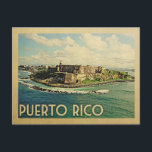 Puerto Rico Briefkaart Vintage Travel<br><div class="desc">Het Puerto Rico-ontwerp in de Vintage Travel-stijl met San Juan in al zijn prachtige wonder van de oceaan.</div>