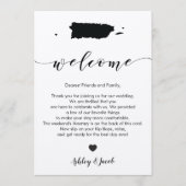 Puerto Rico bruiloft welkomstbrief en reisschema Programmakaart (Voorkant)