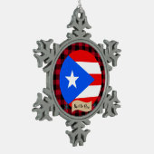 Puerto Rico, buffalo plaid, Puerto Ricaanse vlag Tin Sneeuwvlok Ornament (Links)