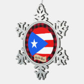 Puerto Rico, buffalo plaid, Puerto Ricaanse vlag Tin Sneeuwvlok Ornament (Rechts)