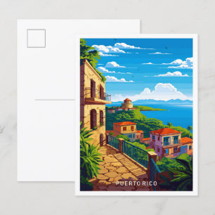 Puerto Rico Caribbean Reizen  Illustratie Briefkaart