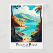 Puerto Rico Caribbean Vintage Travel Illustratie Briefkaart (Voorkant)