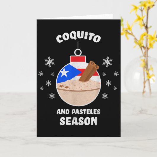 Puerto Rico Christmas Coquito And Pasteles Season  Kaart (Gele Bloem)