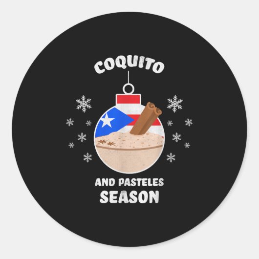 Puerto Rico Christmas Coquito And Pasteles Season  Ronde Sticker (Voorkant)
