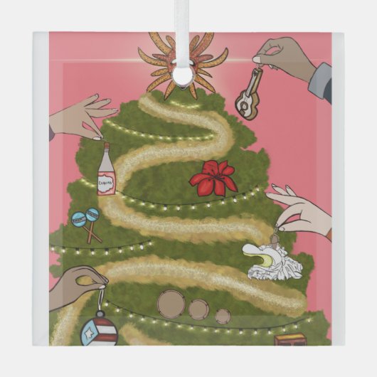 PUERTO RICO CHRISTMAS TREE GLAS ORNAMENT (Voorkant)