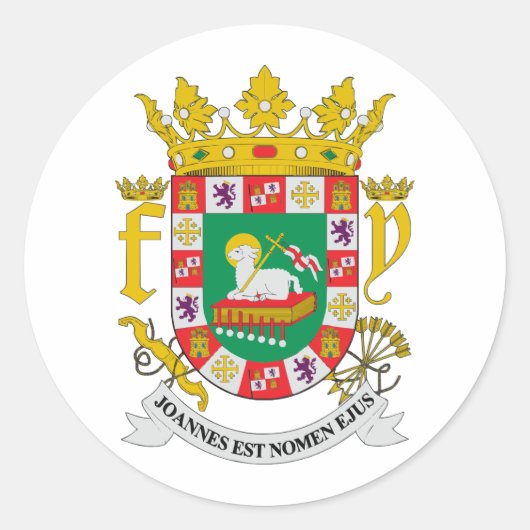 Puerto Rico COA Ronde Sticker (Voorkant)
