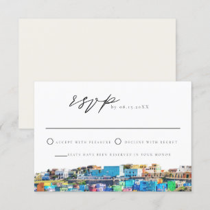 PUERTO RICO Colorful Buildings Skyline RSVP Card Kaart