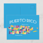 Puerto Rico Colorful Map Briefkaart (Voorkant / Achterkant)