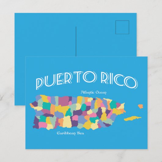 Puerto Rico Colorful Map Briefkaart (Voorkant / Achterkant)