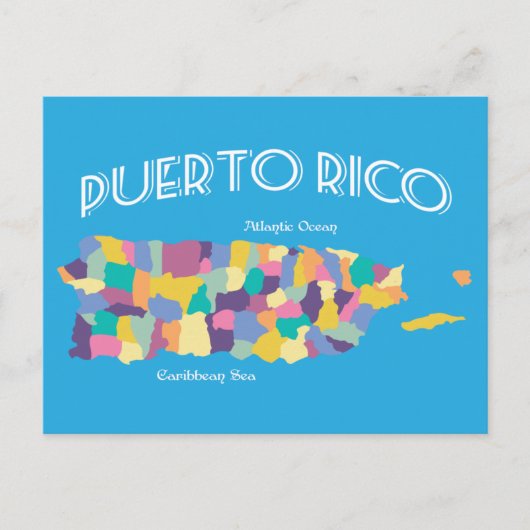 Puerto Rico Colorful Map Briefkaart (Voorkant)