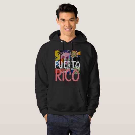 Puerto Rico Cool Graffiti Fotobehang Hoodie, Manne Hoodie (Voorkant volledig)