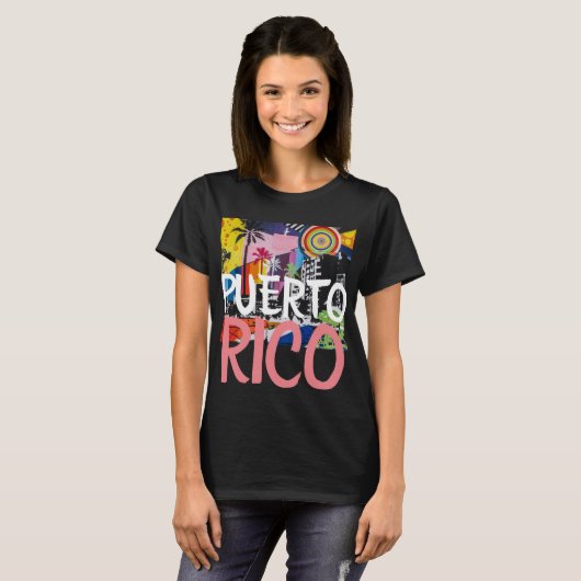 Puerto Rico Cool Graffiti Muurschildering Shirt, V T-shirt (Voorkant volledig)