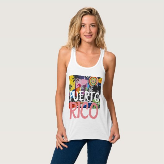 Puerto Rico Cool Graffiti Muurschildering Tank, Vr Tanktop (Volledige Voorkant)