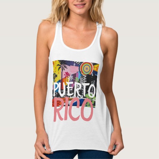 Puerto Rico Cool Graffiti Muurschildering Tank, Vr Tanktop (Voorkant)