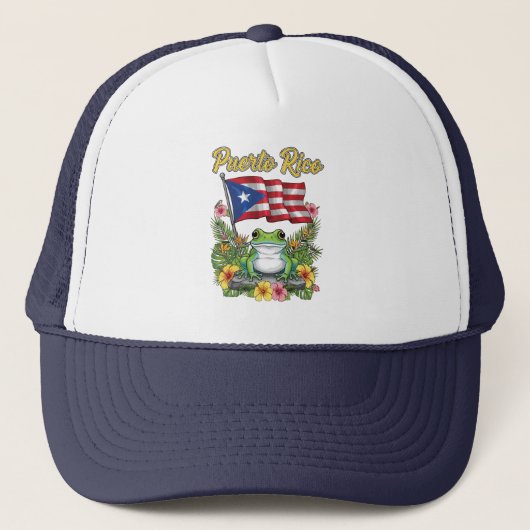 Puerto Rico Coquí Frog Boricua Pride Trucker Pet (Voorkant)
