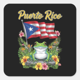 Puerto Rico Coquí Frog Boricua Pride Vierkante Sticker