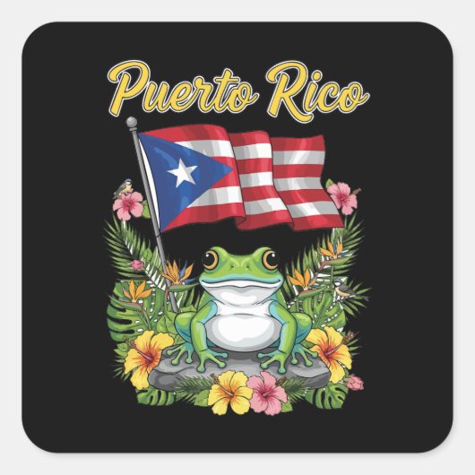 Puerto Rico Coquí Frog Boricua Pride Vierkante Sticker (Voorkant)