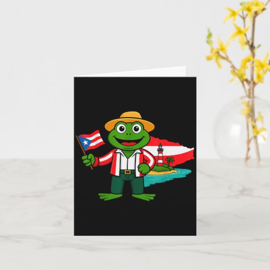 Puerto Rico Coqui Frog Flag Shirt For Men Women Ki Kaart (Gele Bloem)