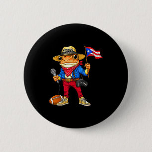 Puerto Rico coqui kikker straat muziek voetbal Ronde Button 5,7 Cm