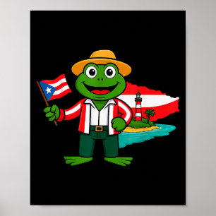 Puerto Rico Coqui Kikker Vlag Shirt Voor Mannen Vr Poster