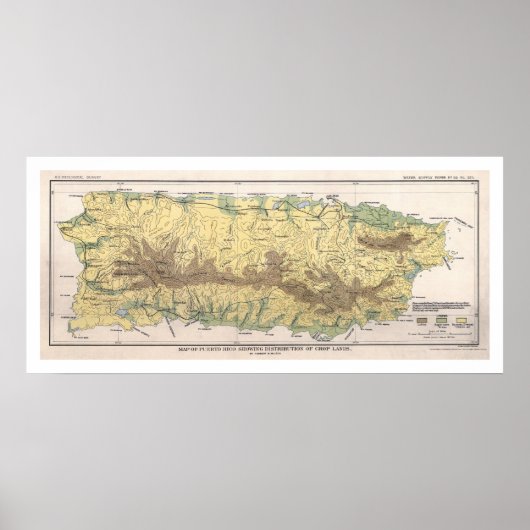 Puerto Rico Crop Map 1899 Poster (Voorkant)