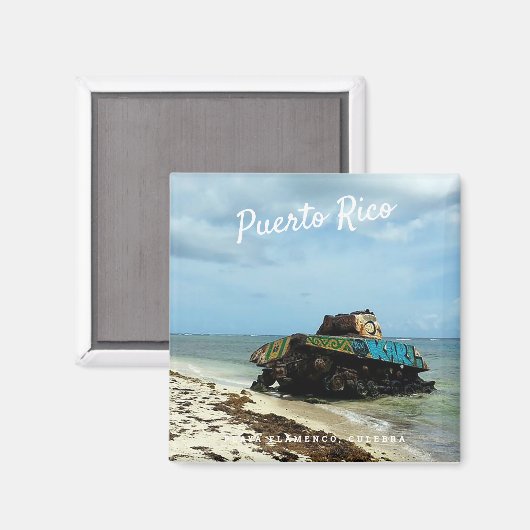 Puerto Rico, Culebra, Playa Flamenco Magneet (Voorkant / Achterkant)