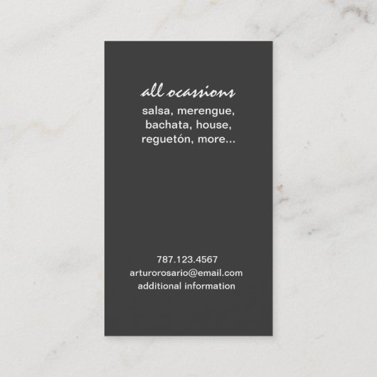 Puerto Rico DJ Visitekaartje (Achterkant)