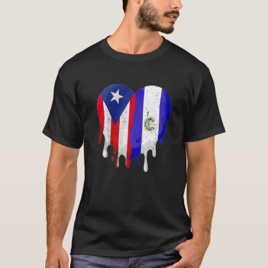 Puerto Rico El Salvador Vlag Hart Grown Patriot C T-shirt (Voorkant)