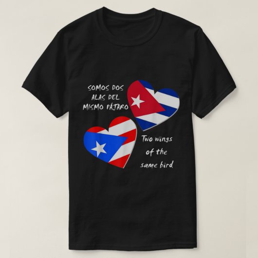 Puerto Rico en Cuba Heart, twee vleugels van hetze T-shirt (Design voorkant)