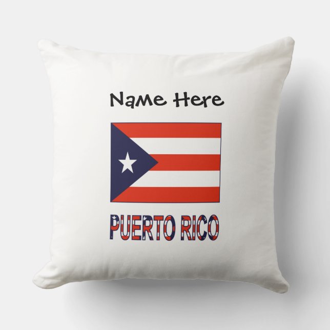 Puerto Rico en de Puerto Ricaanse vlag met jouw na Kussen (Voorkant)