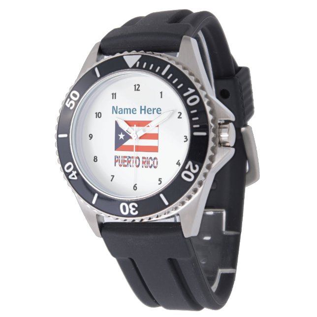 Puerto Rico en gepersonaliseerde vlag van Puerto R Horloge (Gekanteld)