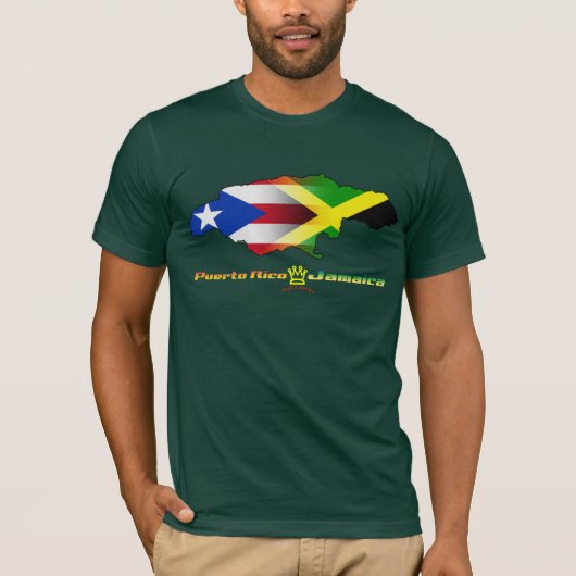 Puerto Rico en Jamaica Flag 2 T-shirt (Voorkant)