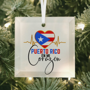 Puerto Rico en mi Corazon Puerto Rican Pride Glas Ornament
