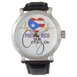 Puerto Rico en mi Corazon Puerto Rican Pride Horloge