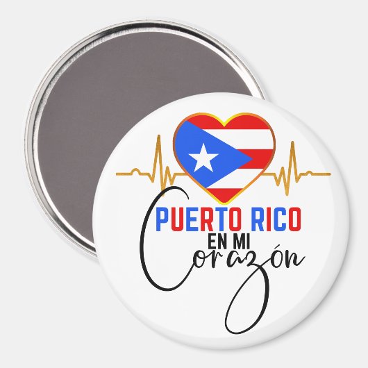 Puerto Rico en mi Corazon Puerto Rican Pride Magneet (Voorkant / Achterkant)