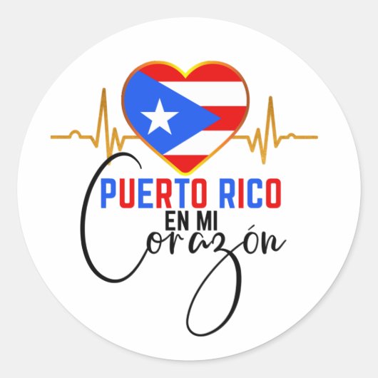 Puerto Rico en mi Corazon Puerto Rican Pride Ronde Sticker (Voorkant)