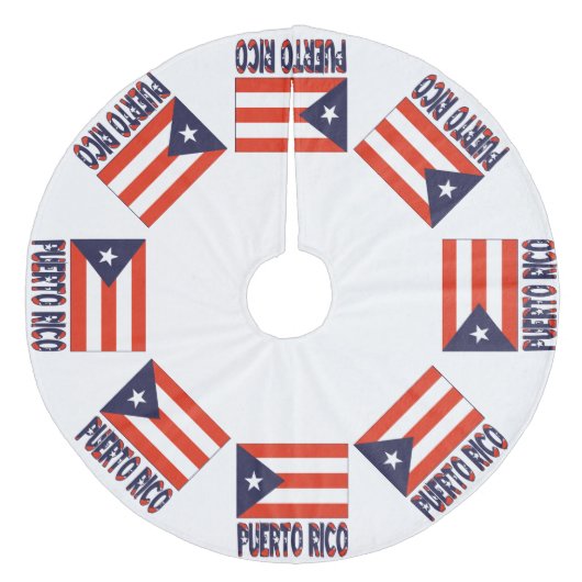 Puerto Rico en Puerto Ricaanse vlag Fleece Kerstboom Rok (Voorkant)
