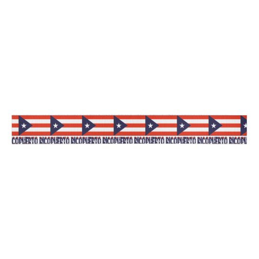 Puerto Rico en Puerto Ricaanse vlag Grosgrain Lint (Voorkant)