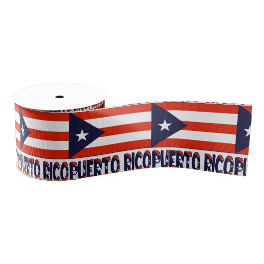 Puerto Rico en Puerto Ricaanse vlag Grosgrain Lint (Spoel)
