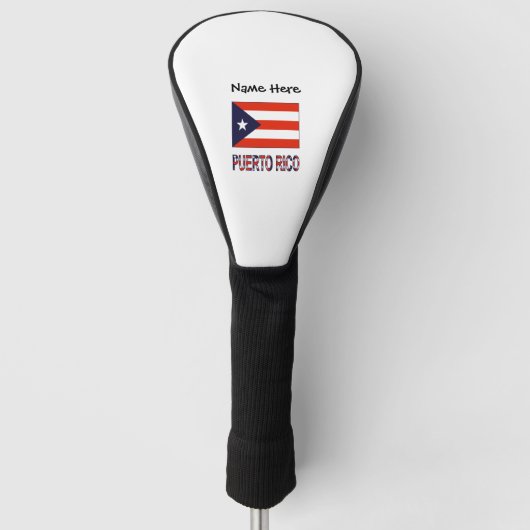Puerto Rico en Puerto Ricaanse vlag met Jouw naam Golfheadcover (Voorkant)