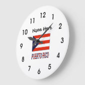 Puerto Rico en Puerto Ricaanse vlag met Jouw naam  Grote Klok (Hoek)