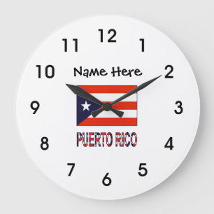 Puerto Rico en Puerto Ricaanse vlag met Jouw naam  Grote Klok