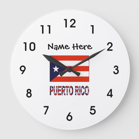 Puerto Rico en Puerto Ricaanse vlag met Jouw naam  Grote Klok (Voorkant)