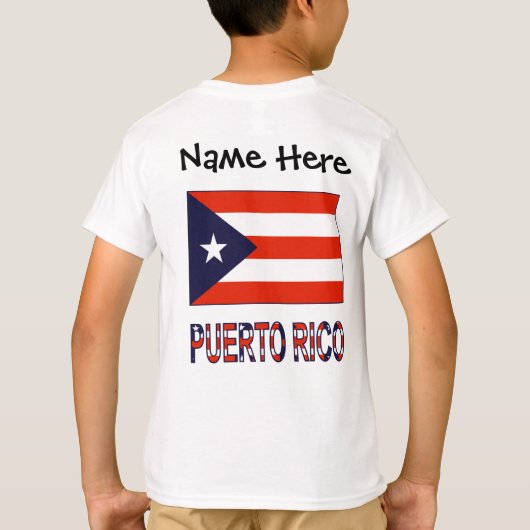 Puerto Rico en Puerto Ricaanse vlag met Jouw naam T-shirt (Achterkant)