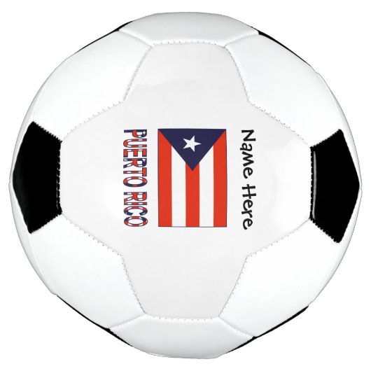 Puerto Rico en Puerto Ricaanse vlag met Jouw naam  Voetbal (Gedraaid)