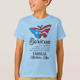 Puerto Rico Familienaam Vlag Vlinder Quote T-shirt