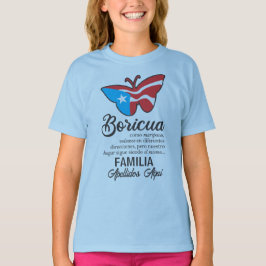 Puerto Rico Familienaam Vlag Vlinder Quote T-shirt
